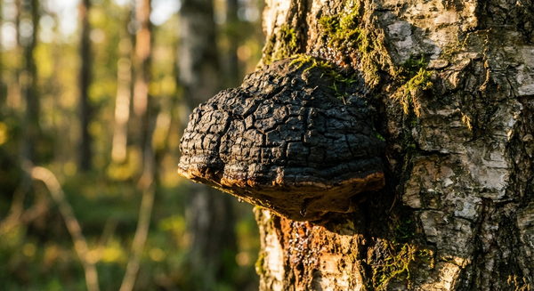 Chaga (Inonotus obliquus) - champignon adaptogène pour la digestion et le microbiote intestinal