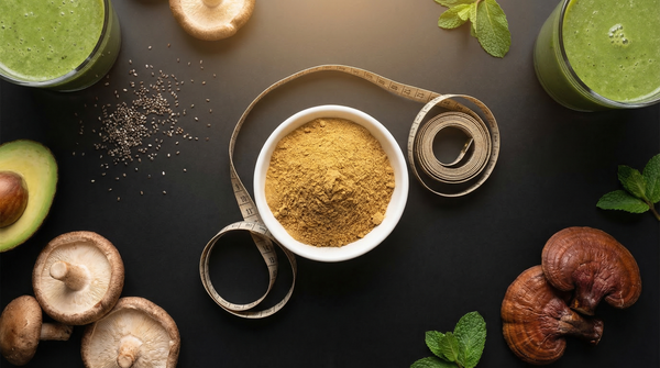 Poudre de champignons adaptogènes avec des ingrédients sains pour la gestion du poids