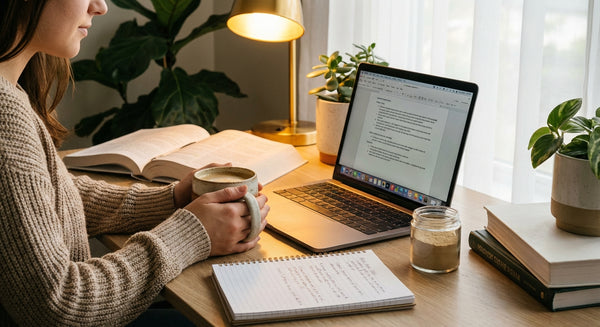 Bureau étudiant avec Lion s Mane pour les révisions