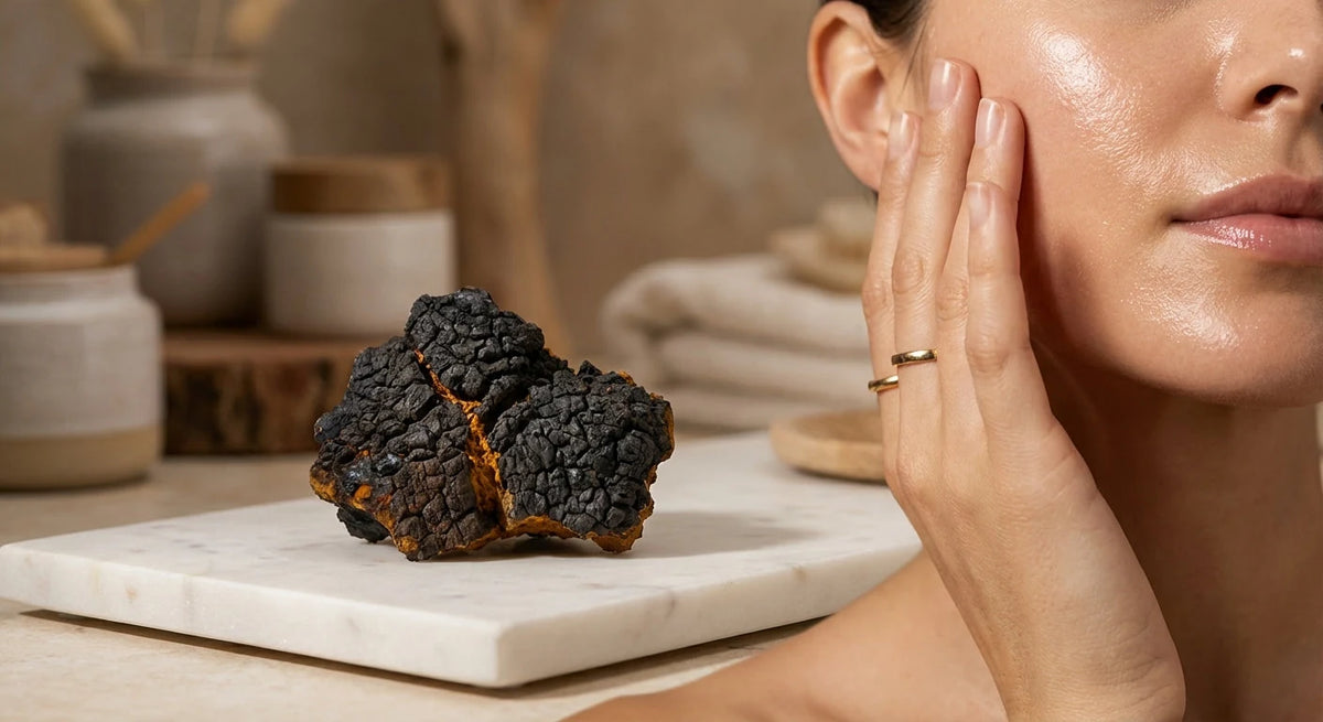 Chaga champignon antioxydant bienfaits peau naturelle