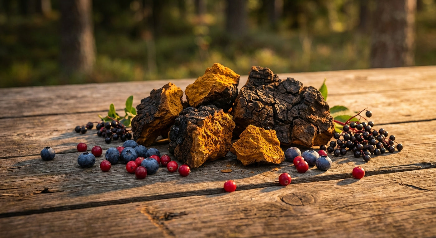 Chaga champignon adaptogène antioxydant naturel