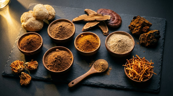 Poudres de champignons adaptogènes - Lion's Mane, Reishi, Cordyceps, Chaga
