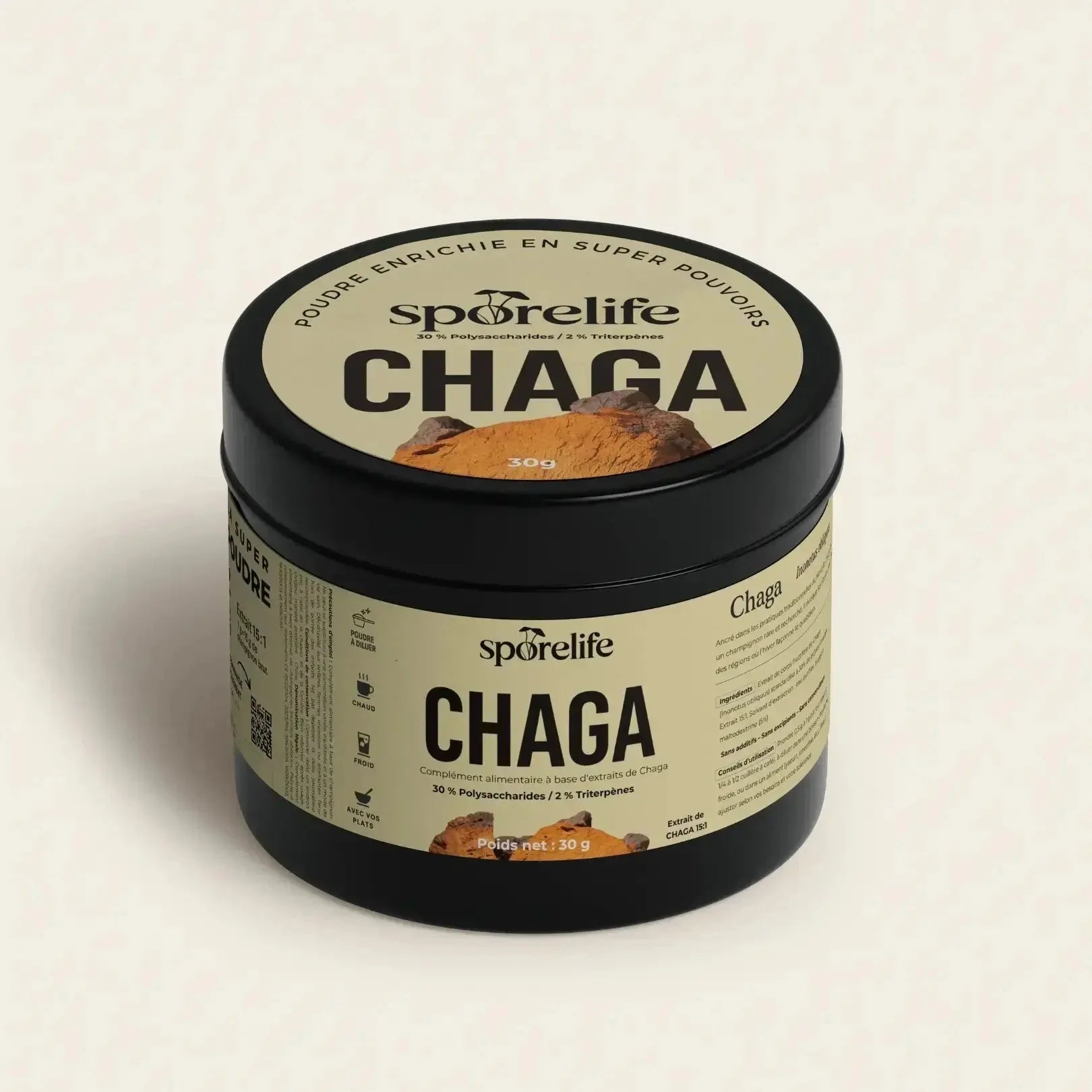 Pot échantillon poudre de Chaga SporeLife 15:1 - mini format découverte antioxydant