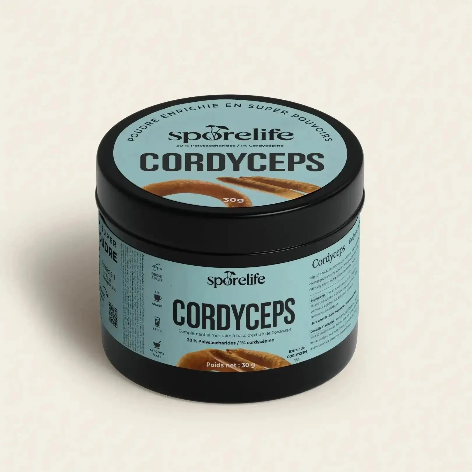 Pot échantillon poudre de Cordyceps SporeLife 15:1 - mini format découverte énergie