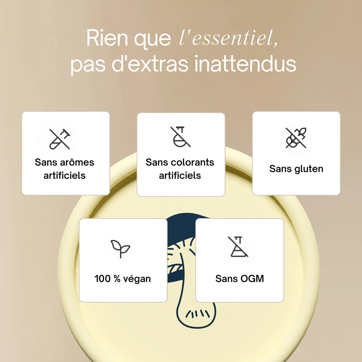 Gummies Chaga SporeLife certifications - sans arômes artificiels sans colorants végan sans gluten sans OGM