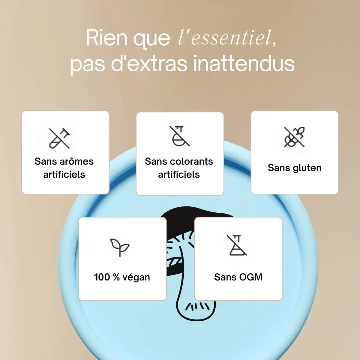 Gummies Cordyceps SporeLife certifications - sans arômes artificiels sans colorants végan sans gluten sans OGM