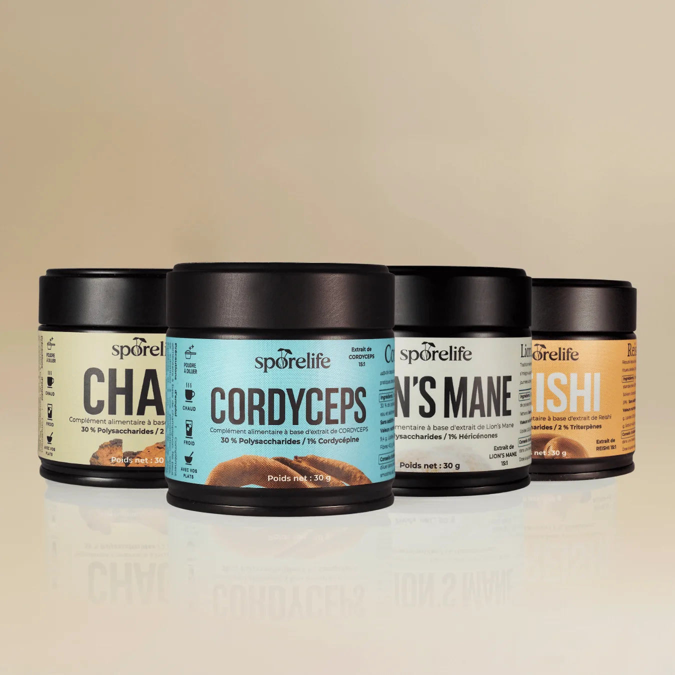 Pack Super Poudres SporeLife - collection complète extraits champignons adaptogènes