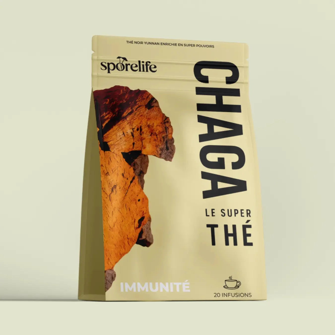 Thé noir au Chaga SporeLife - le super thé immunité sachet kraft