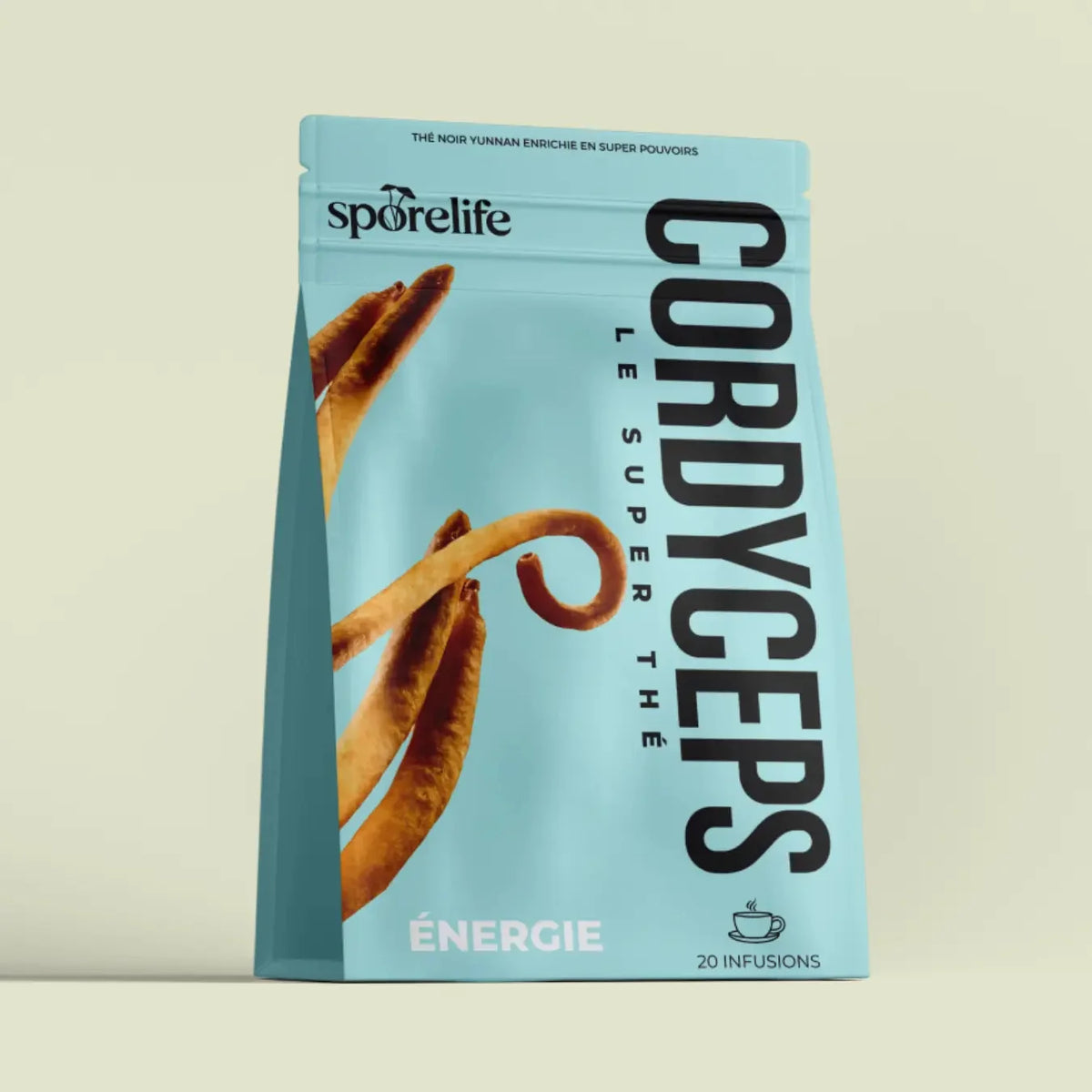 Thé noir au Cordyceps SporeLife - le super thé énergie sachet kraft