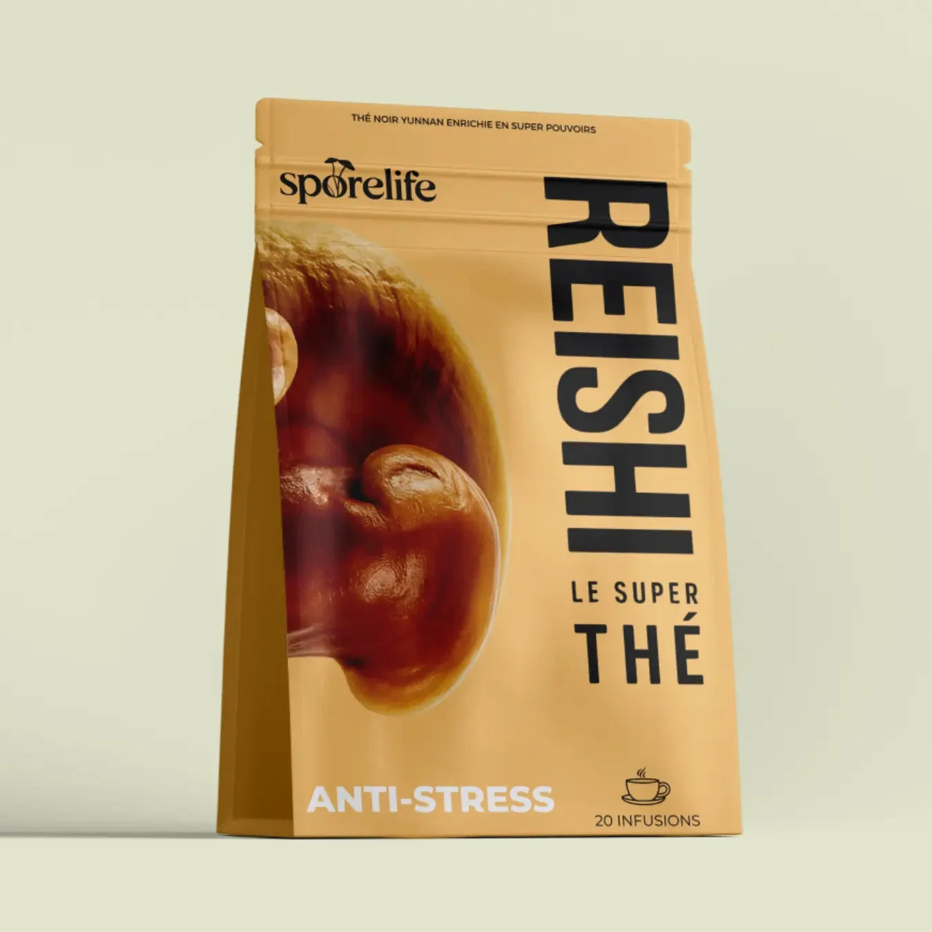 Sachet thé noir Reishi SporeLife - Yunnan enrichi 20 infusions relaxation